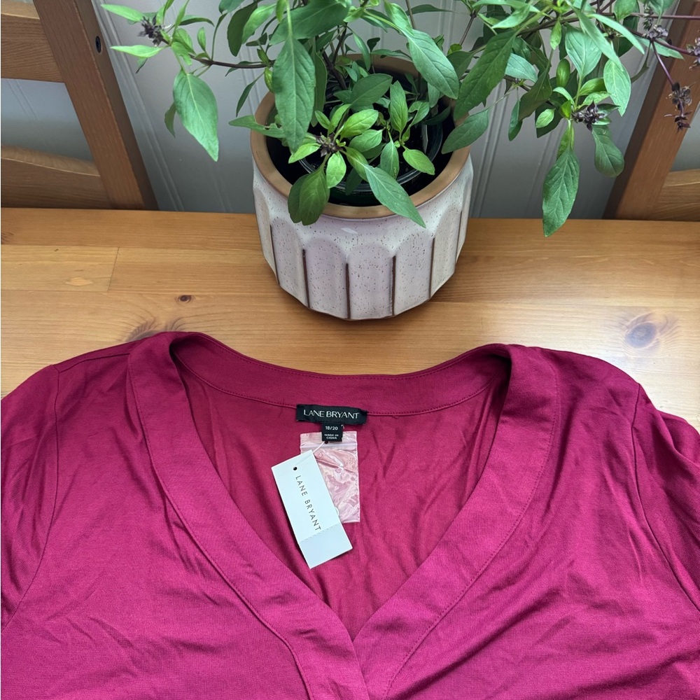 Lane Bryant Super Soft Magenta Roll Tab Sleeve Pullover Top Size 18/20 2X NWT